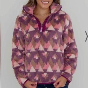 SIMPLY SOUTHERN | Y NECK PLUSH SHERPA QUARTER ZIP PULL OVER